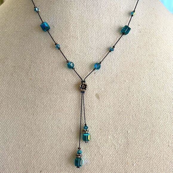 Dabby reid turquoise iridescent geometric crystals hematite color chain extender - Picture 2 of 5